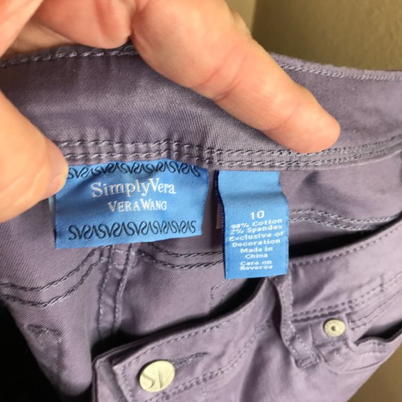 Simply Vera Vera Wang Women's Mid Rise Skinny Jeans Lilac Metallic ~ Size 10 - Picture 6 of 6